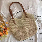 Weiyinxing Straw Bag Summer Handmade Beach Bag Large Capacity Shoulder Bag Vacation Rattan Totes Outdoors Seaside Handbag Bolsas