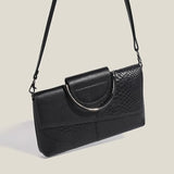 Weiyinxing Shoulder Messenger Bags Casual Crossbody Bag Black PU Leather 2024Trend Women Stone Print Chain Envelope Clutch Purses