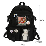 Weiyinxing Aesthetic Backpack Cute Student College Schoolbags Girls Kawaii Nylon Laptop Bagpack with Pendant Multi-Pocket Knapsack