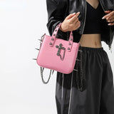 Weiyinxing Girls Punk Rivets Y2k Aesthetic Shoulder Bag Korean Gothic Cross Handbags Women Casual Vintage Crossbody Bags Trendy