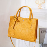 Weiyinxing New Women's Fashion Handbags Retro Solid Color PU Leather Crossbody Shoulder Bag Cute Pattern Casual Women Handbags