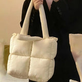 Weiyinxing Puffy Shoulder Bag Women Quilted Space Cotton Down Feather Padded Large Capacity Handbag Winter Shopping Tote Bolsas