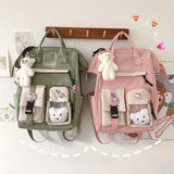 Weiyinxing Backpack Women Candy Color Laptop Backpacks Cute Kawaii High School Bags for Teenage Girl Japanese Travel Camping Backpack