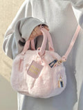 Weiyinxing Sweet Handbags for Women 2023 Pink Messenger Bag Trendyol Cute Lady Casual Furry Kawaii Japanese Cotton Shoulder Bag