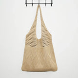 Weiyinxing Knitted Handbags Female Large Capacity Totes Women's Shoulder Bag Summer Beach Bag Purses Casual Hollow Woven Shopping