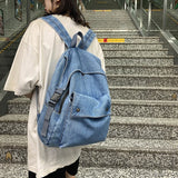 Weiyinxing Denim Women Backpacks Large capacity college backpack Casual female big Travel bag Teenage Girl School Bag Bagpack blue