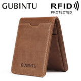 Weiyinxing Leather ID/Credit Card Holder Bifold Front Pocket Wallet with RFID Blocking Business Card Holder Genuine Leather