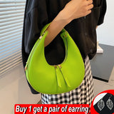 Weiyinxing Advanced Crescent-shaped Bag For Women PU Leather Shoulder Bag Solid Color Underarm Bag Designer Lady Handbag Purse