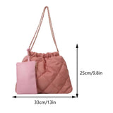 Weiyinxing Quilted Pleated Crossbody Bag for Women Padded Shoulder Bag Design Tote Winter Bucket Bag Casual Handbags Chain Shopper Bag