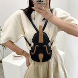 Weiyinxing Brown Violin Shape Shoulder Bag for Teenage Girls Fashion Backpack Travel School Bag Multiple Using Women Pouch Pu Leather