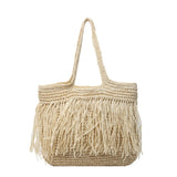 Weiyinxing Shoulder Bags Woven Solid Straw Female Tote Bag Handmade Fashion Holiday Casual Top-Handle Bags Lady Beach Purse