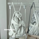 Weiyinxing Korean New Functional Silver White Lace Up Bow Knot Fashion Backpacks Cusal Spicy Girl Y2k Bandage Backpack