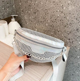 Weiyinxing Crossbody Bags for Women Fanny Waist Bag Casual Zipper Shiny Chest Phone Pack Lady Shoulder Bags Small Wallet Bolsas