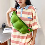 Weiyinxing Personality Creative Edamame Shape Ladies Messenger Bag Plush Pea Shoulder Bag Fun and Funny Chest Bag Bolsa De Mensajero