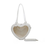 Weiyinxing Women Fashion Transparent Shoulder Bag Love Heart Shaped Pvc Clear Bag Lady Girls Underarm Casual Travel Handbag Messenger Bag