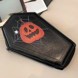 Weiyinxing Coffin Shaped Dark Bolsas Halloween Pumpkin Women Wallet Gothic Skull Multipurpose Cell Phone Purses Personalized Clutch