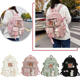 Weiyinxing Aesthetic Women Backpack School Bag for Teen Girls Japanese Korean Rucksack Student Bookbags with Cute Accessor Mochila
