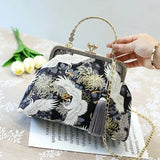 Weiyinxing Vintage Fringe Bag Small Shell Bags Chain Women Shoulder Crossbody Bag Crane Flying Women's Handbags Purses Embroidery