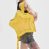 Weiyinxing Star Backpack PU Leather Shoulder Bag Cute Teenage Girl Kawaii Women Schoolbag Knapsack Y2K Spicy Girl Travel Backpack