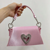 Weiyinxing Heart Rhinestone Women Handbags Luxury Satin Evening Bags for Women Diamonds Designer Shoulder Bag Silk Wedding Clutch