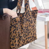 Weiyinxing Corduroy Leopard Print Bag Ladies Shoulder Casual Tote Shopping Bag Large Capacity Handbags Totes Women Ladies Hand Bags