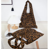 Weiyinxing Corduroy Leopard Print Bag Ladies Shoulder Casual Tote Shopping Bag Large Capacity Handbags Totes Women Ladies Hand Bags