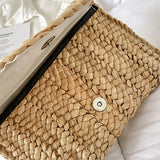 Weiyinxing Husk Weave Dinner Clutch Bag Women's Fashion Simple Solid Straw Large Purse Woman Summer Casual Vacation Ladies Wallet 2024