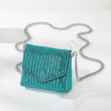 Weiyinxing Bling Chain Crossbody Bag Ladies Mini Rhinestone Small Envelop Shoulder Purse Full Diamond Messenger Evening Bag