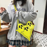 Weiyinxing Printed Shoulder Bags Cartoon Pu Leather Crossbody Purses Gothic Ghost Shape Messenger Bag Funny Satchel Small Handbags