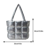 Weiyinxing Large Tote Padded Handbags Designer Quilted Women Shoulder Bags Luxury Nylon Down Cotton Crossbody Bag Winter Purse 2024