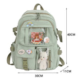 Weiyinxing Aesthetic Backpack Cute Student College Schoolbags Girls Kawaii Nylon Laptop Bagpack with Pendant Multi-Pocket Knapsack