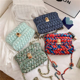 Weiyinxing A Main Femme Bags for Women Hand Woven Bag Strip Thread Hook Knitted Women's Casual Shoulder Bag Crossbody Bag Clutch Bag 0409