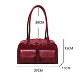 Weiyinxing Red Women's Satchel Hobo Bag Patent Leather Multi Pocket Luxury Designer Handbag Female Shoulder Underarm Bag Tote Purses
