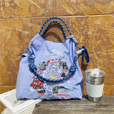 Weiyinxing Embroidery Women Shoulder Bag Designer Eco Bags for Women Rope Handle Handbags Drawstring Bag Reusable Shopper Tote