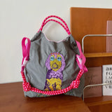 Weiyinxing Embroidery Women Shoulder Bag Designer Eco Bags for Women Rope Handle Handbags Drawstring Bag Reusable Shopper Tote