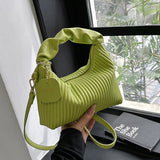 Weiyinxing Women's Underarm Bag Chic Pleated Design Ladies Handbags 4 Colour Simple Daily Shopping Small Square Packs