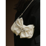 Weiyinxing Luxury Pearl Bow Shoulder Bag 2023 Summer Fashion Versatile Chain Crossbody Bag for Women Purses and Handbags