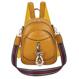 Weiyinxing Women Backpacks PU Leather Teenage Girls Schoolbags Ladies Shoulder Bags small Fashion Pearl Tassel Female Book Bag Daypack