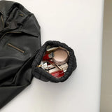 Weiyinxing Cotton Square Small Makeup Pouch Winter Quilted Padded Puffer Cosmetic Bag Nylon Puffy Mini Storage Bag Travel Toiletry Bag
