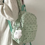 Weiyinxing Japanese Sweet Floral Print Backpack Casual Y2k Aesthetic Preppy Schoolbags Women Kawaii All Match Backpacks for Students