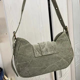 Weiyinxing Y2k Vintage Shoulder Bag American Street Style Rivets Green Canvas Handbag Gothic Punk Biker Cool Designers Underarm Bag