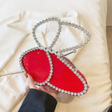 Weiyinxing Evening Bags for Women Matte and Sequin Handbag Female Red Rhinestone Purses Lady Clutch Purse for Wedding Party