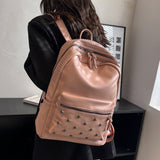 weiyinxing Designer Soft Pu Leather Women Backpack Large School Bags for Teenage Girls Ladies Shoulder Bags With Rivet Mochila Feminina