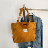 Weiyinxing Corduroy Totes Bag Women's Large Capacity Shoulder Bag Fashion Vintage Solid Color Handbags Large Capacity Shopper Bag