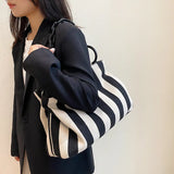 Weiyinxing Stripes women handbag Large Capacity Thick chain Shoulder bags for female Shopping bag Canvas big Totes bolsas