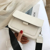 Weiyinxing Messenger Bag 2024 New Trendy Wide Shoulder Strap/chain Small Square Bag Retro Casual Simple Flap Crossbody Bag for Women