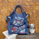 Weiyinxing Embroidery Women Shoulder Bag Designer Eco Bags for Women Rope Handle Handbags Drawstring Bag Reusable Shopper Tote