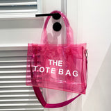 Weiyinxing Luxury Designer The Tote Bag Women Transparent Letter Handbag Messenger Shopping Bag Vacation Beach Bags Sac A Main Femme