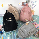 Weiyinxing Soft Corduroy Woman Backpack School Backpack for Teenage Girls Harajuku Female Fashion Travel Bag Student Lady Book BagPack
