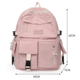 Weiyinxing Aesthetic Backpack Cute Student College Schoolbags Girls Kawaii Nylon Laptop Bagpack with Pendant Multi-Pocket Knapsack